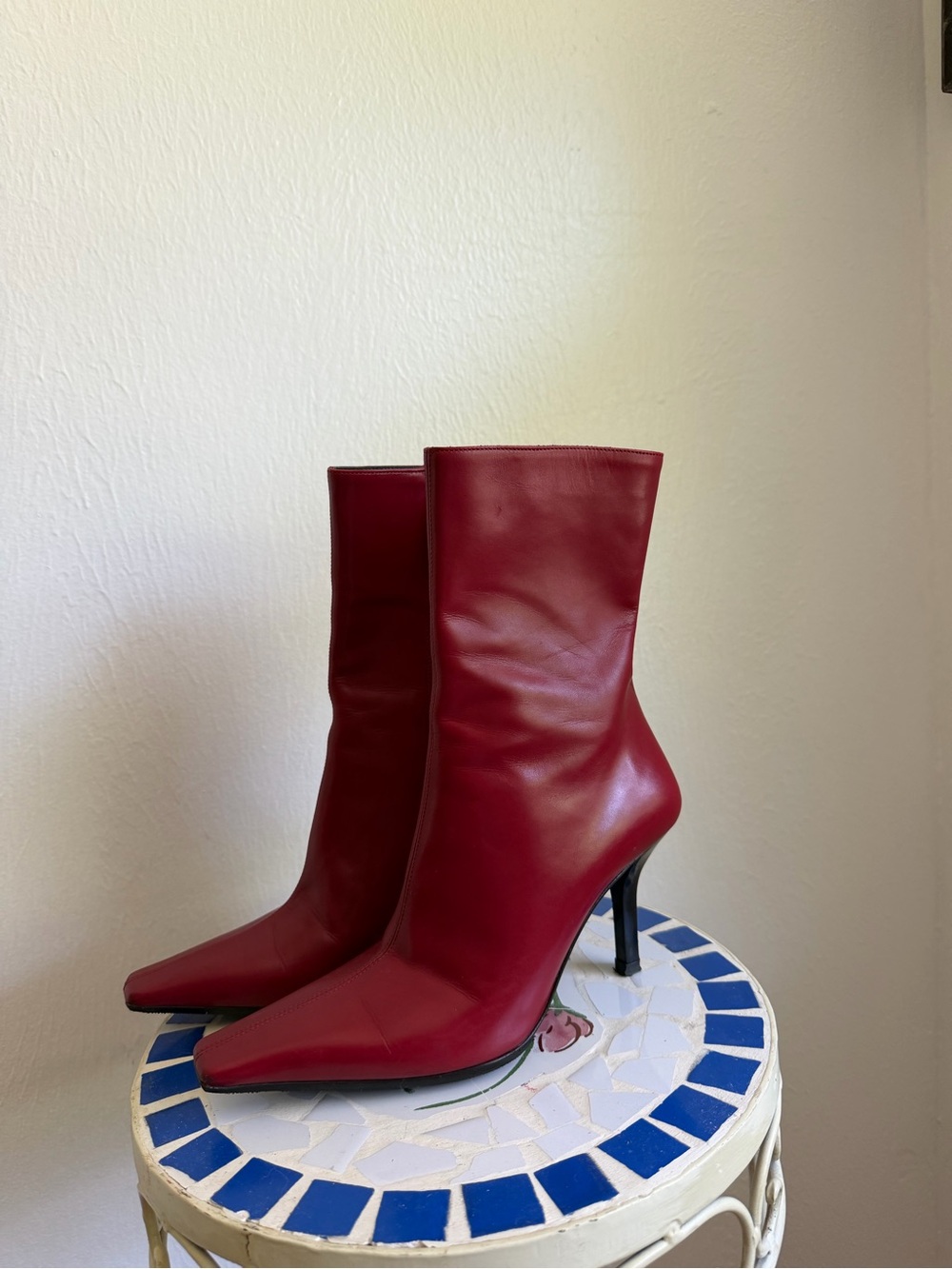 Gucci Red Pointed-Toe Heeled Ankle Boots
